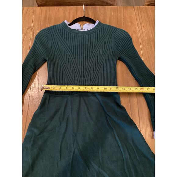 1901 green blue Long Sleeve Fit & Flare preppy Sweater mini Dress size small - Picture 11 of 11